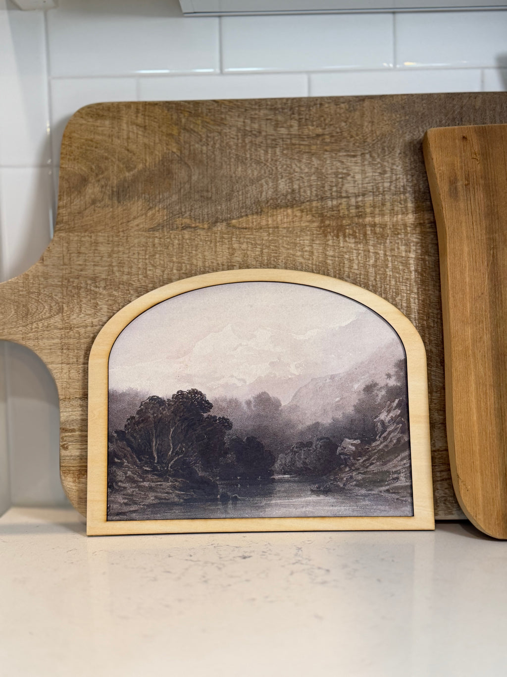Morning Fog Landscape Arched Frame