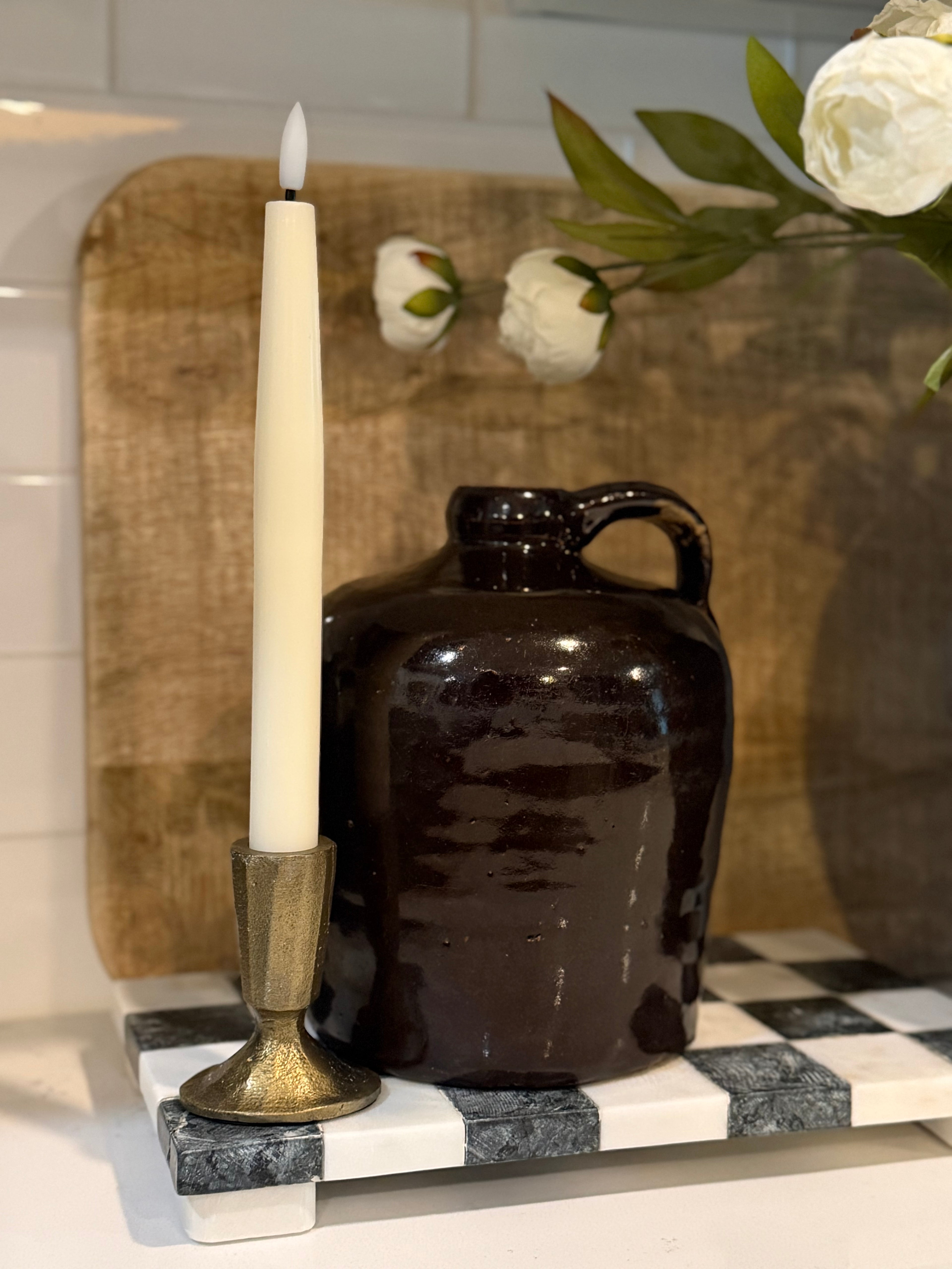 Cast Iron Taper Holder - Vintage Brass