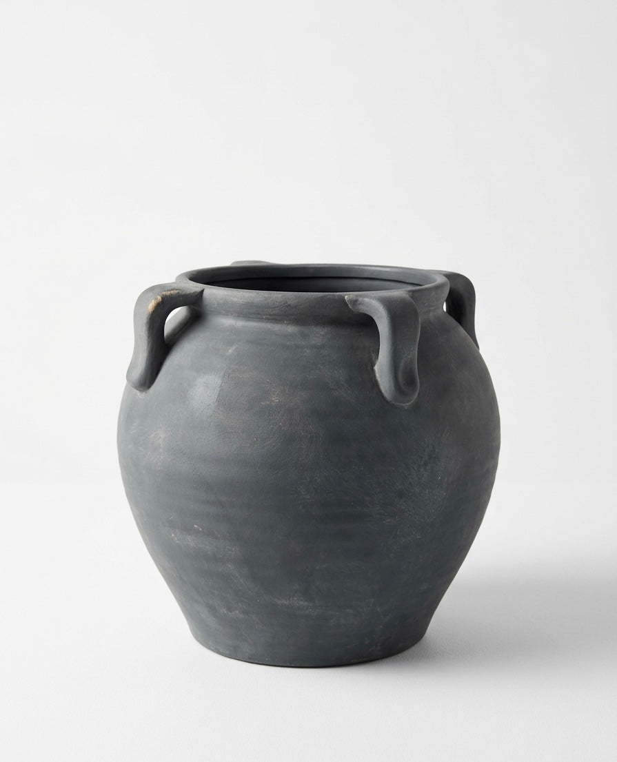 Ceramic Black Distressed Vessel