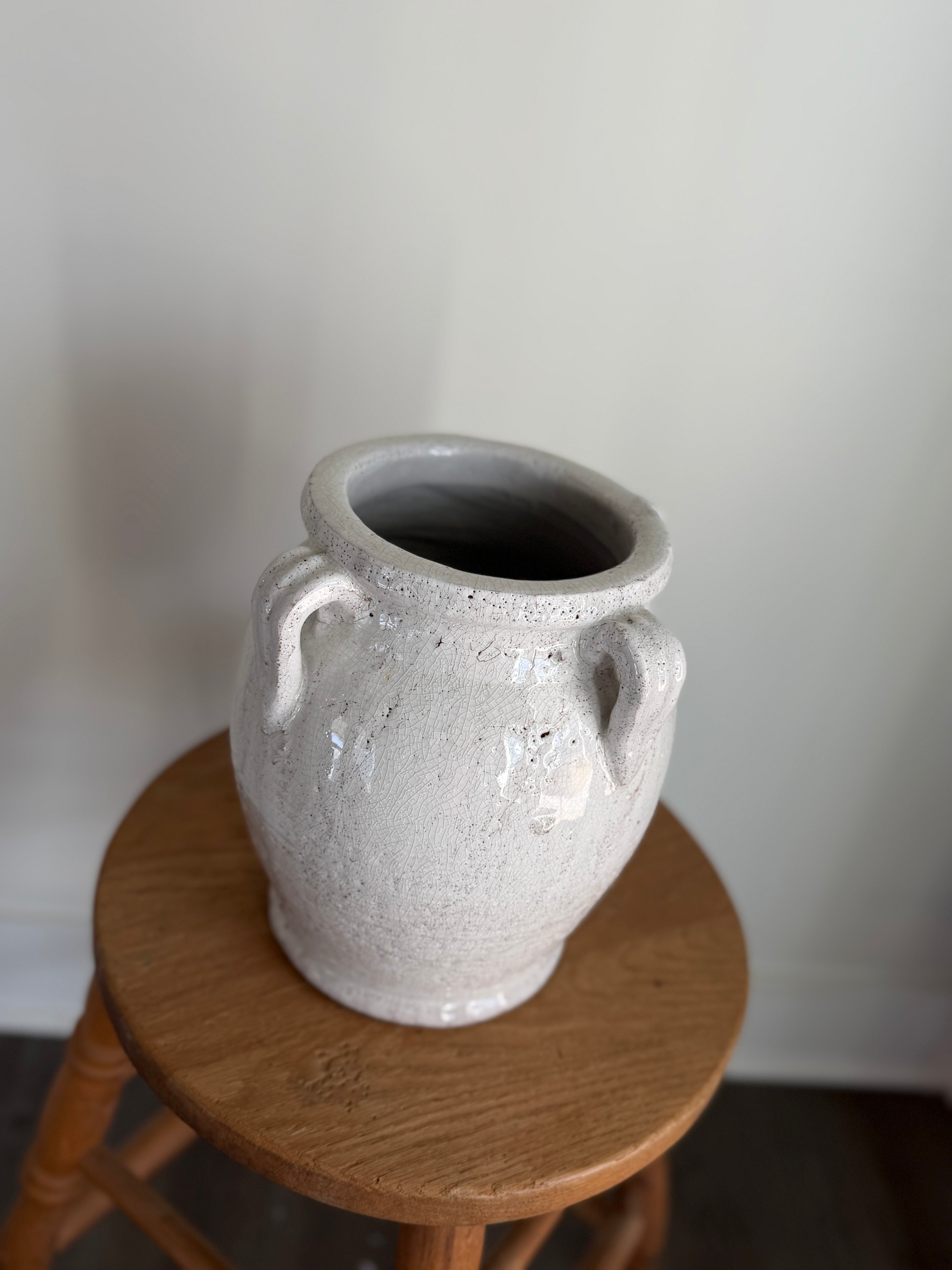 Crackle Amphora Vase, Cream