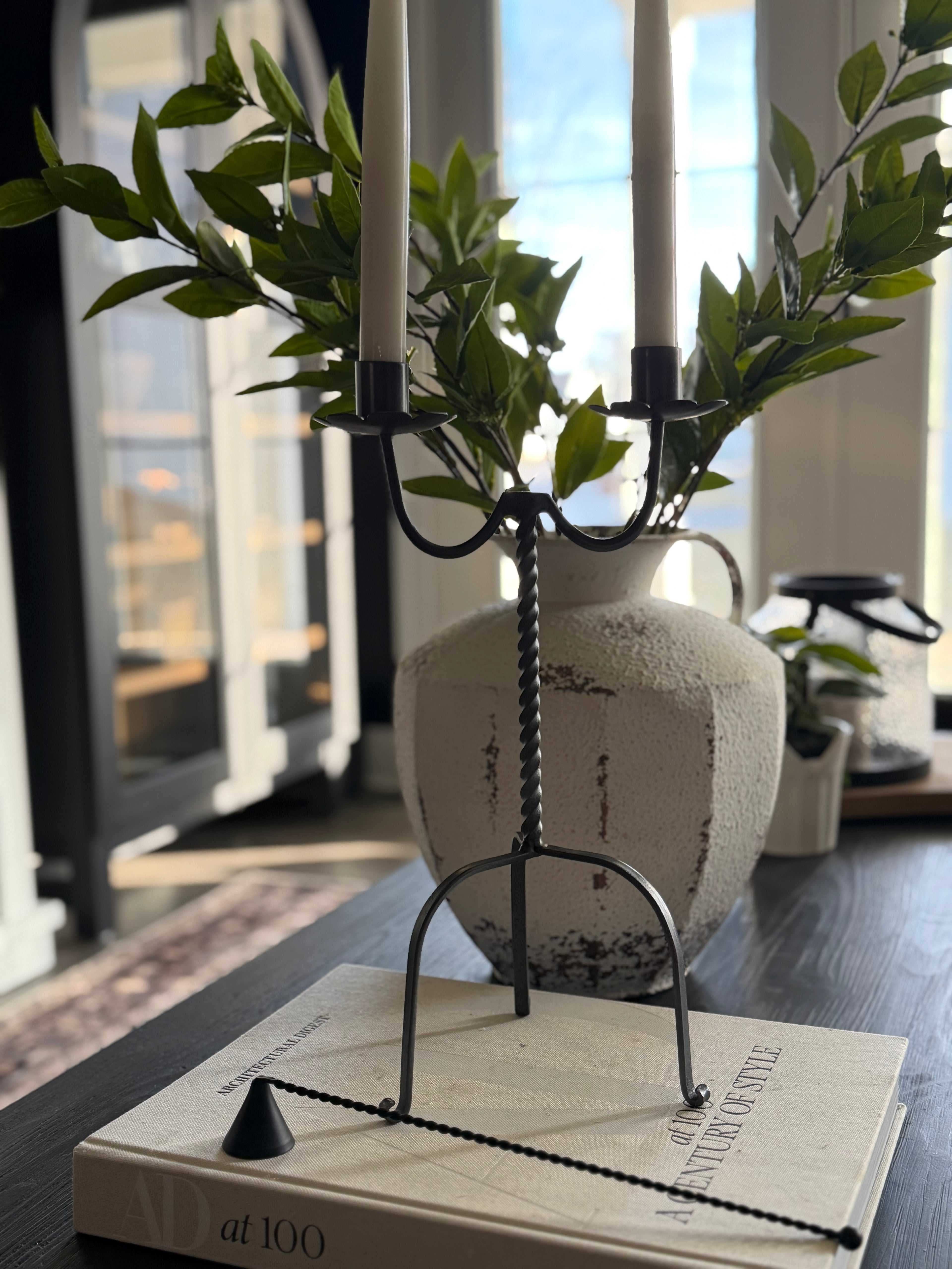 Double Taper Wrought Iron Candle Holder