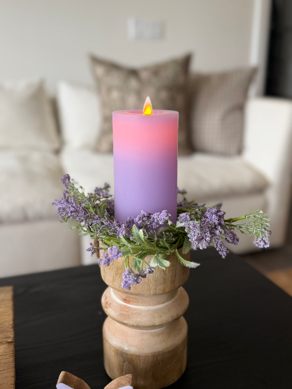 3x6 in. Moving Flame LED Candle, Lavender