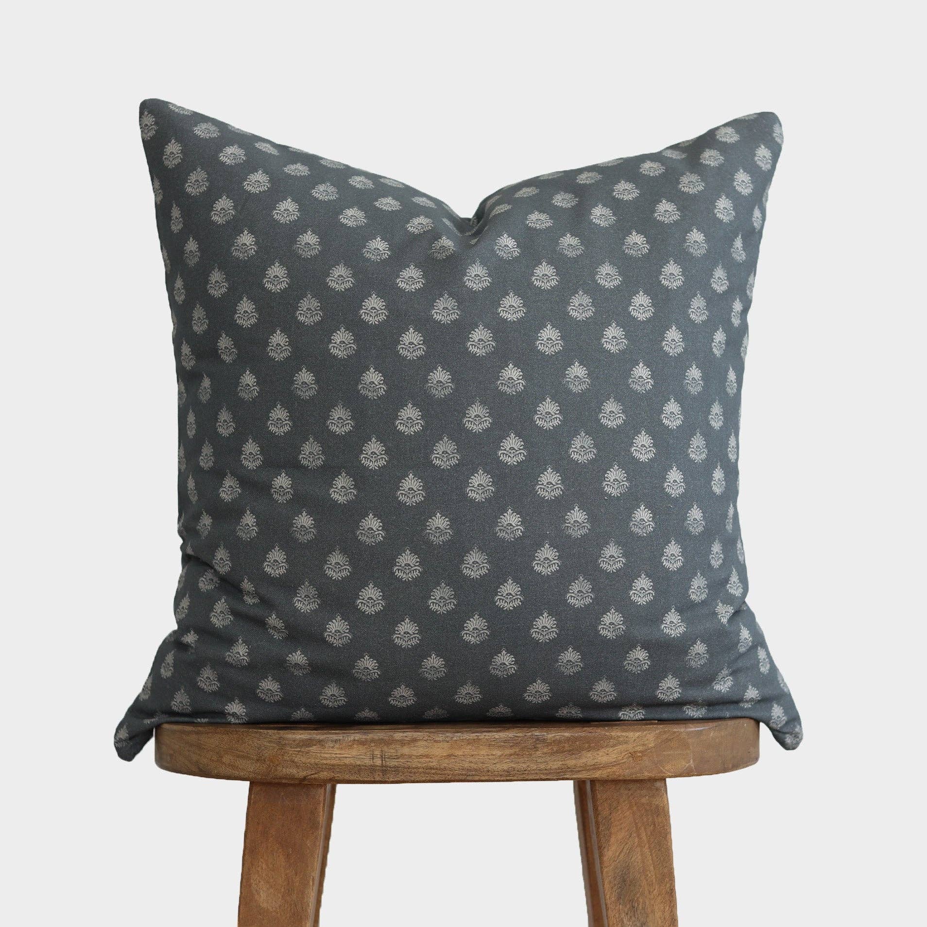 Clay Vintage Style Pillow Cover in Blue 22"