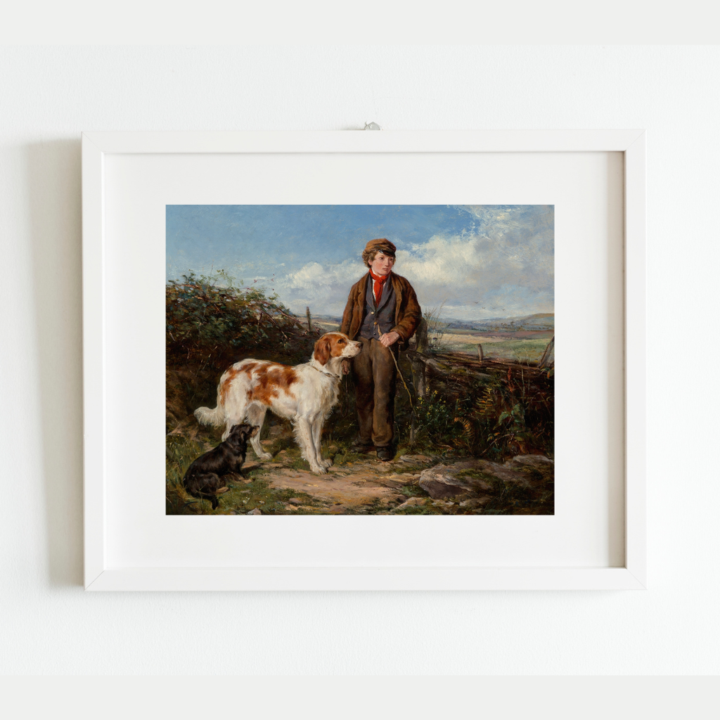 Messenger and His Dogs Antique Art Print