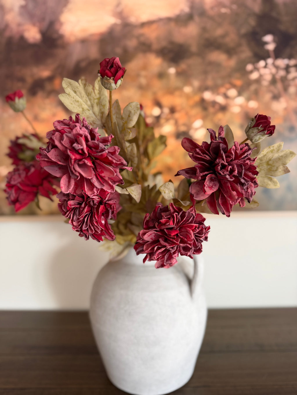 Burgundy Dahlia Spray 27”