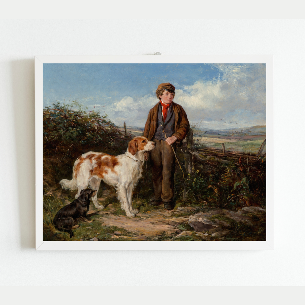 Messenger and His Dogs Antique Art Print