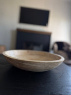 White Washed Wooden Bowl 14in