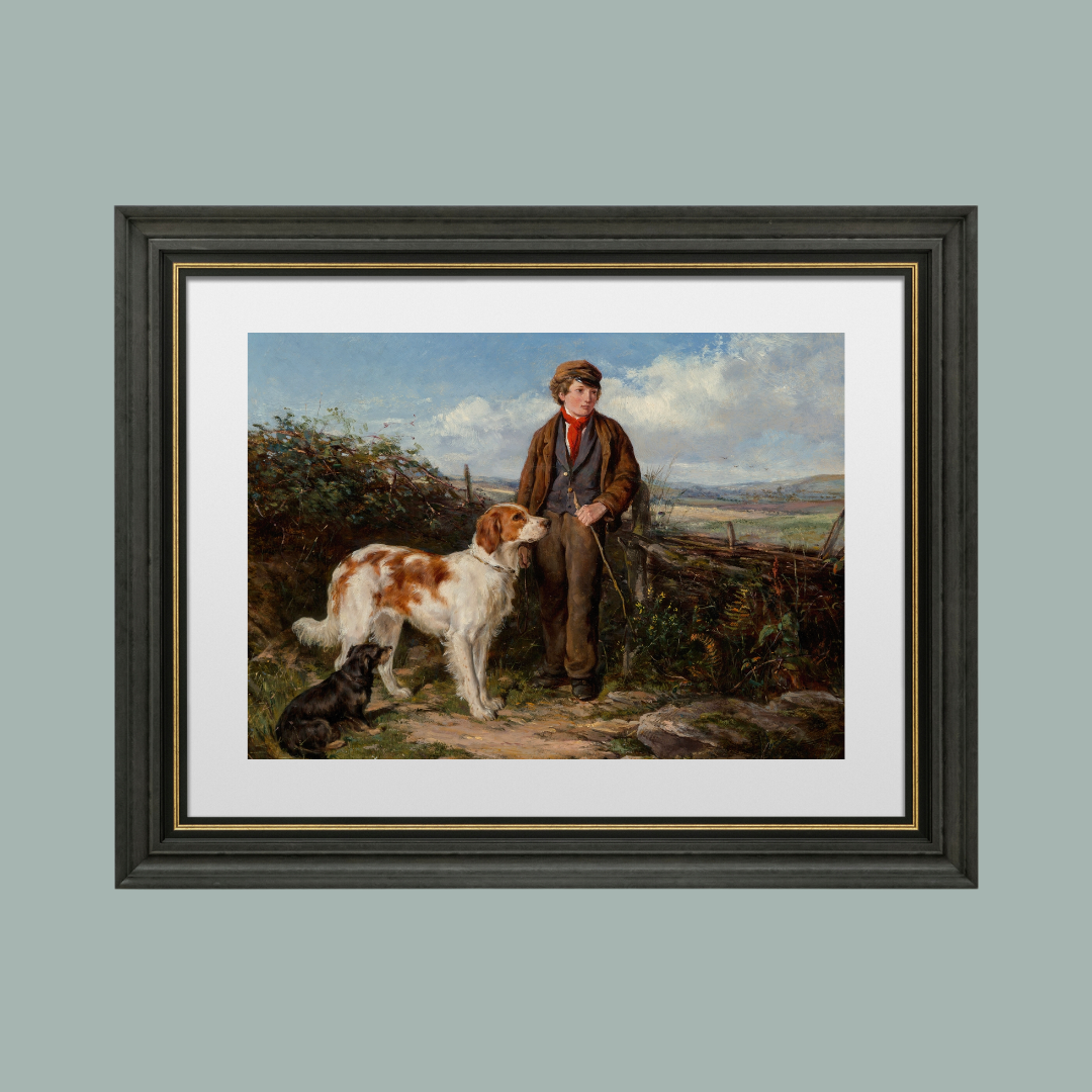 Messenger and His Dogs Antique Art Print