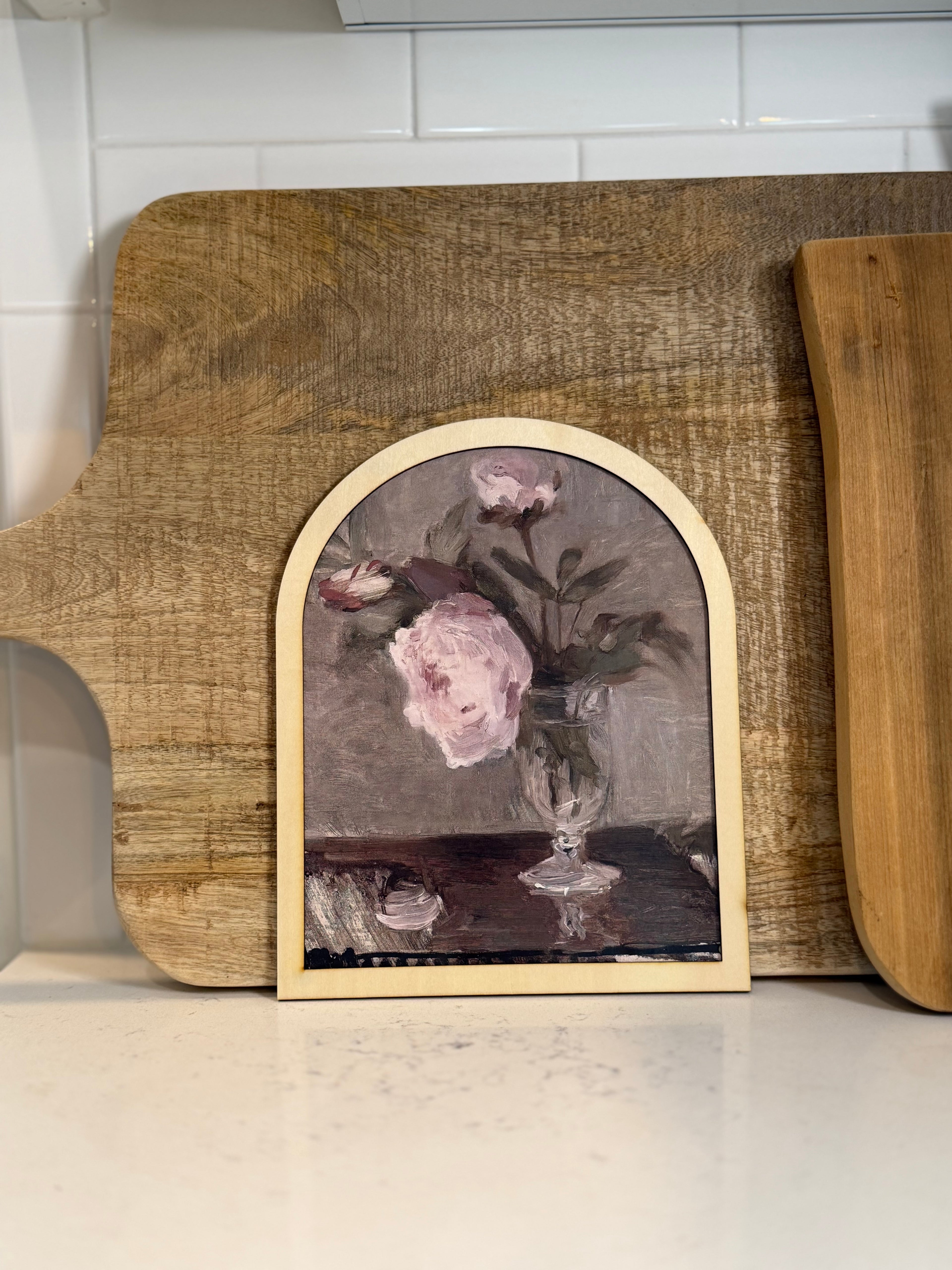 Blush Peonies Arched Frame