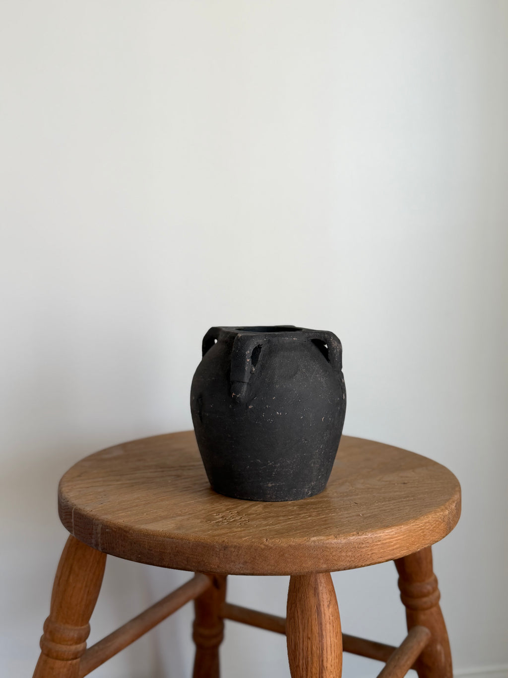 Noir Black Wash Handled Vase, Small