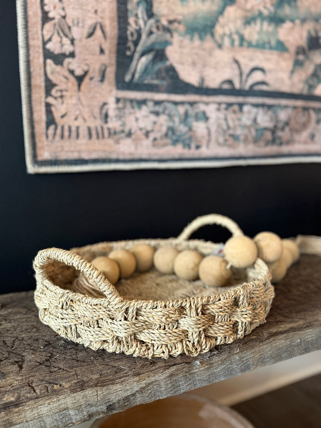 Ellie Handmade Seagrass Braided Tray 16”