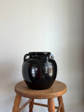 Mercier Glazed Black Vase with Handles