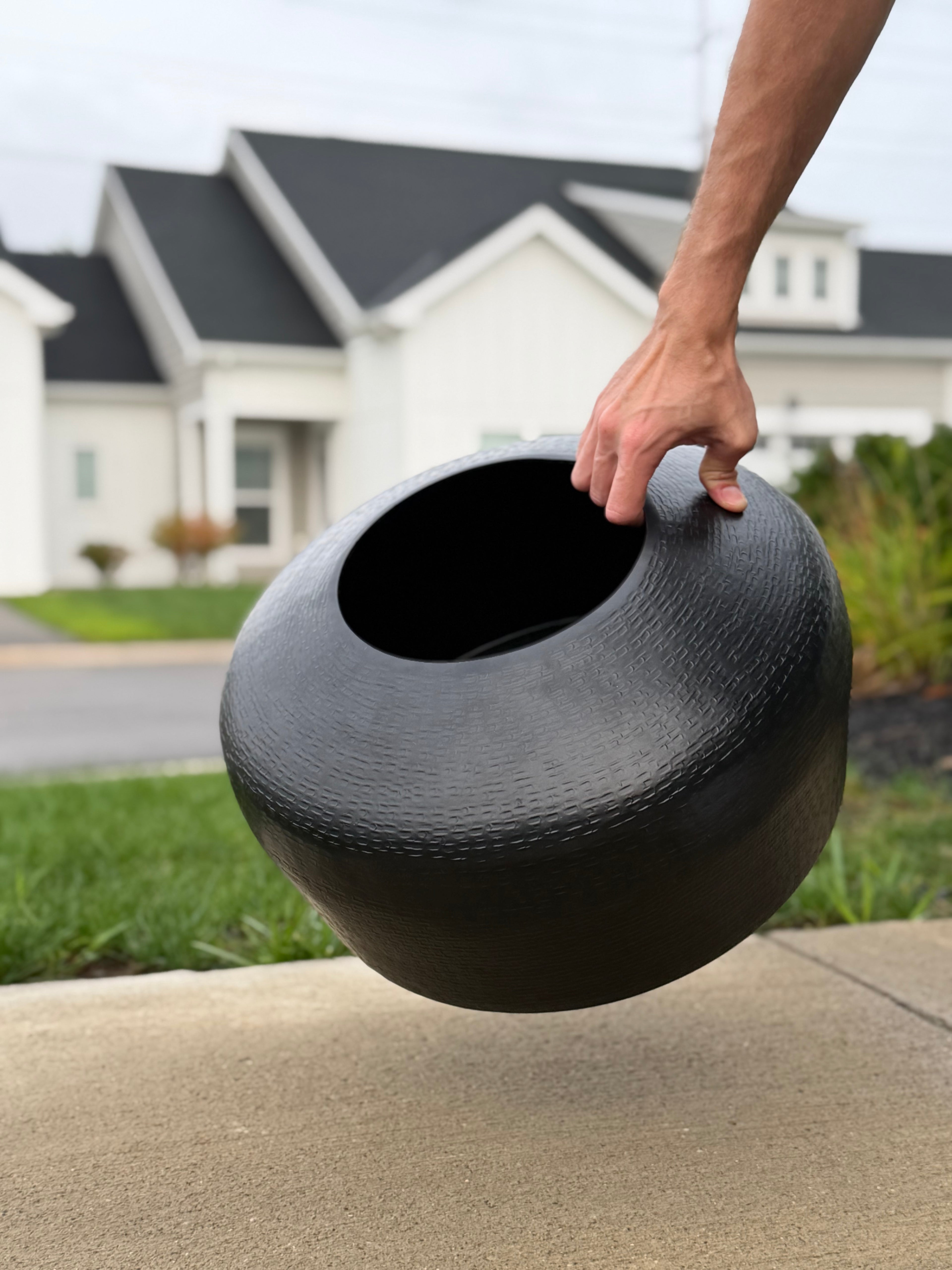 Black Textured Vase Large