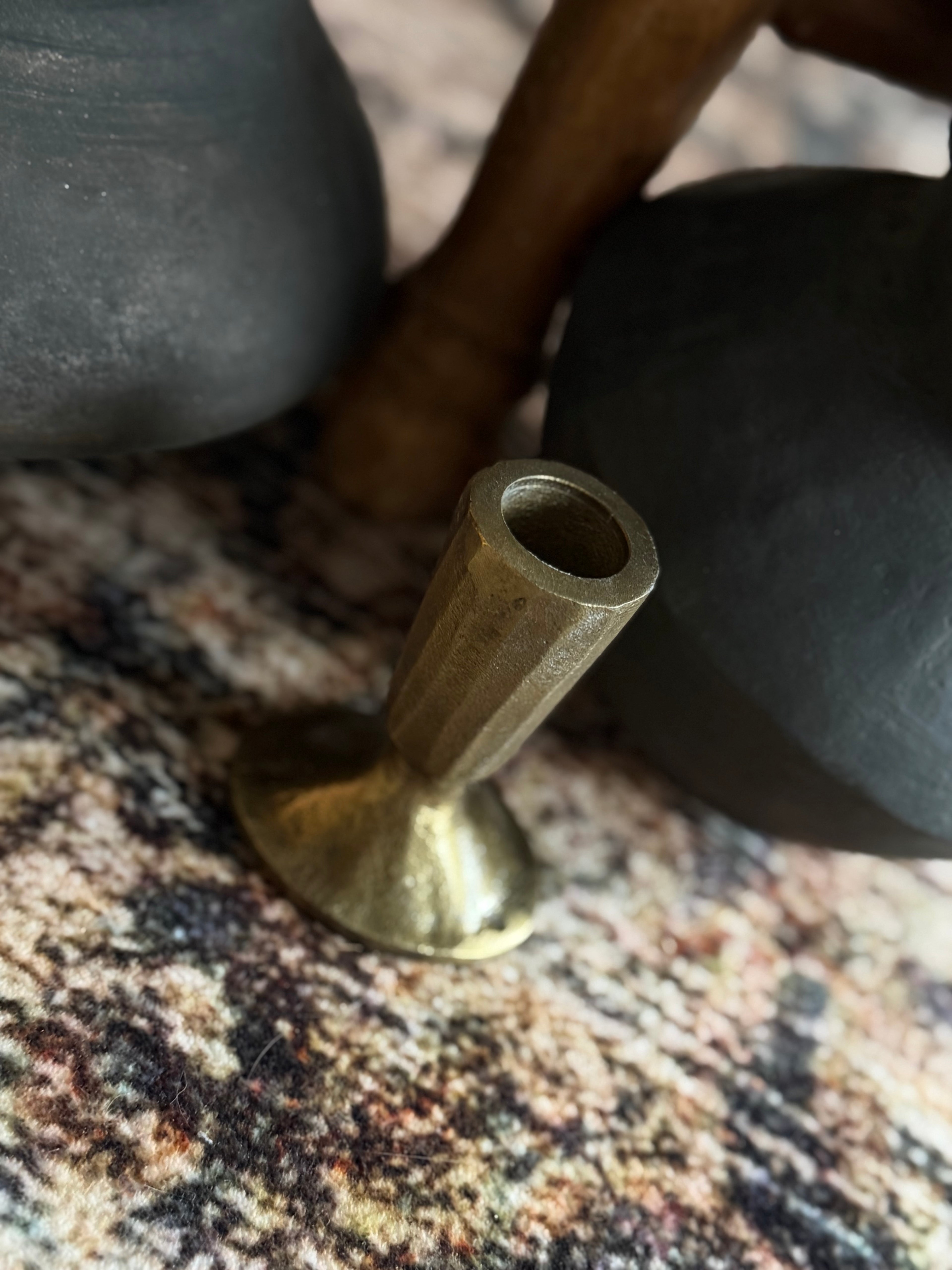 Cast Iron Taper Holder - Vintage Brass