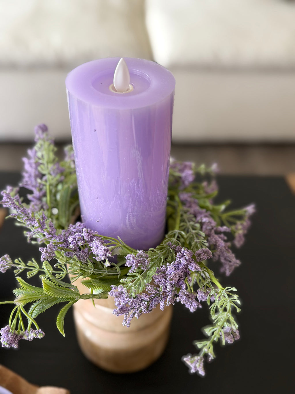 Lilac and Lace Candle Ring 3.5”