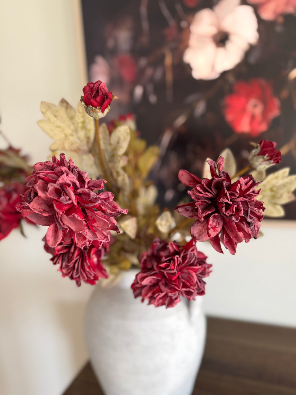 Burgundy Dahlia Spray 27”