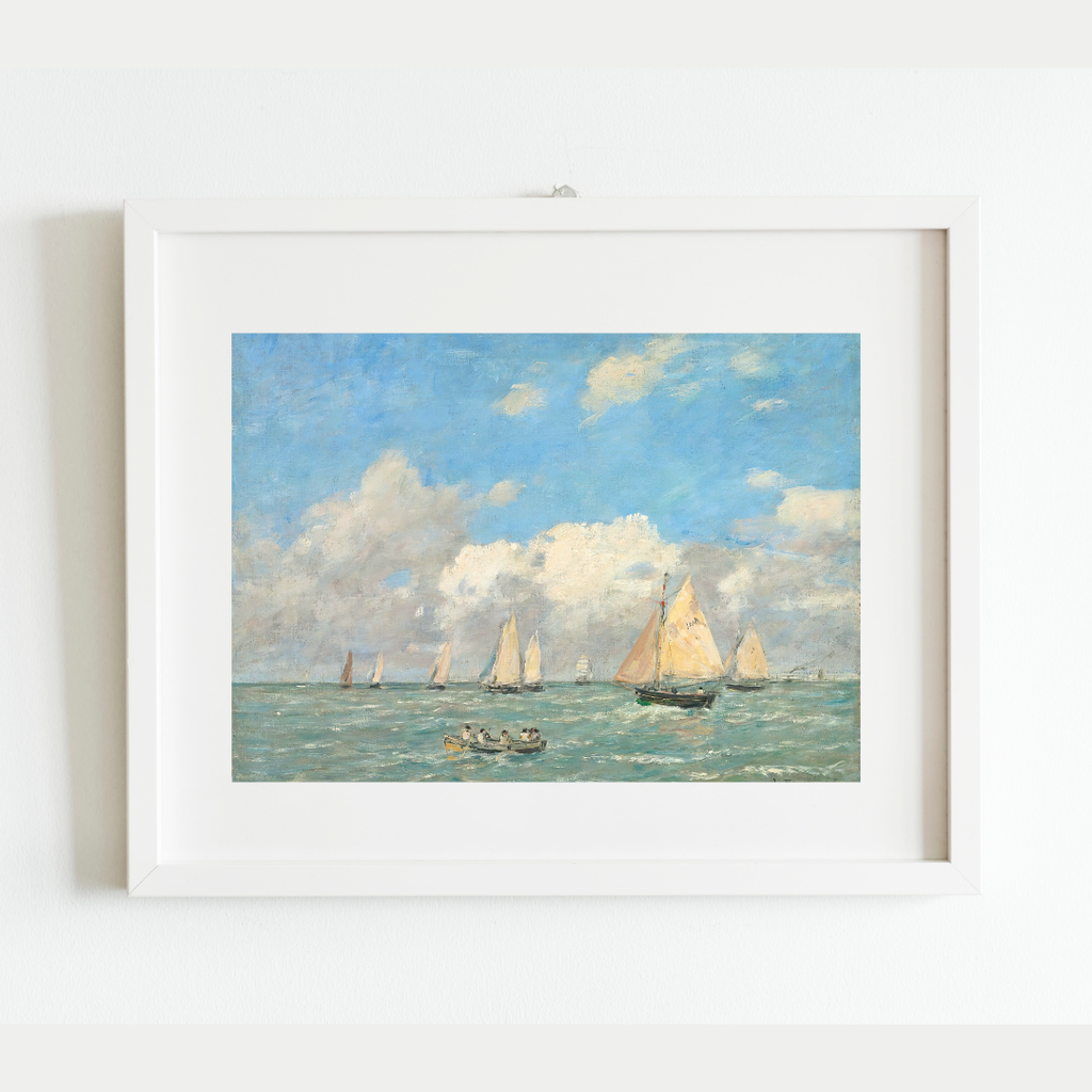 Ships in the Harbor Antique Print