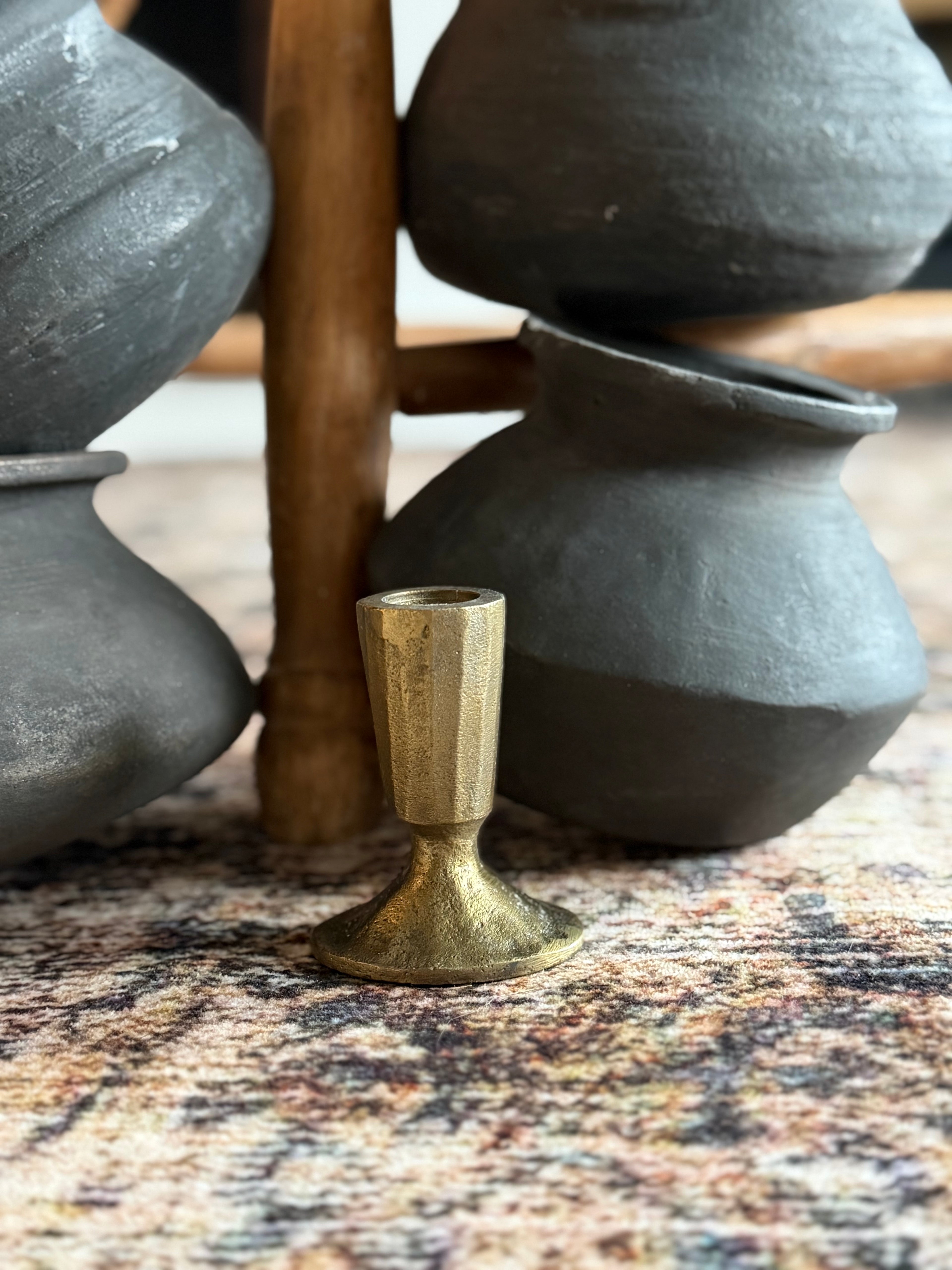 Cast Iron Taper Holder - Vintage Brass