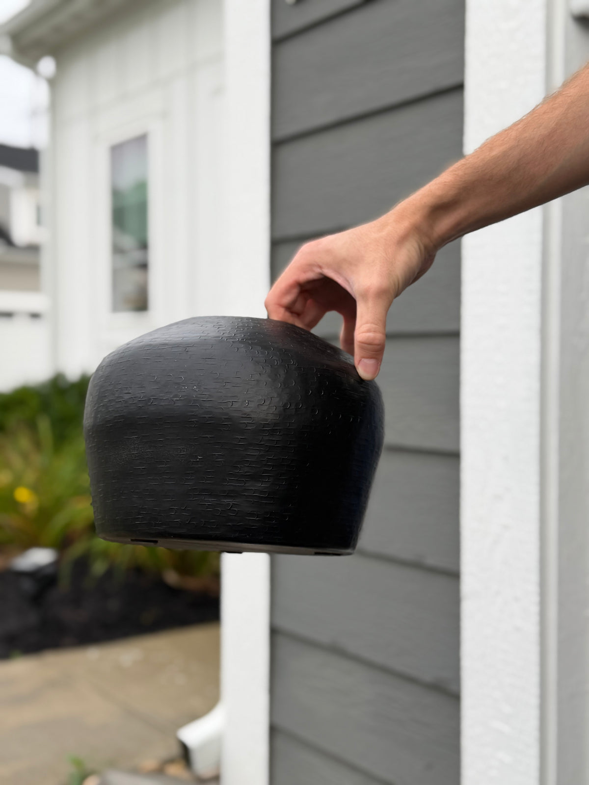 Black Metal Textured Vase Medium