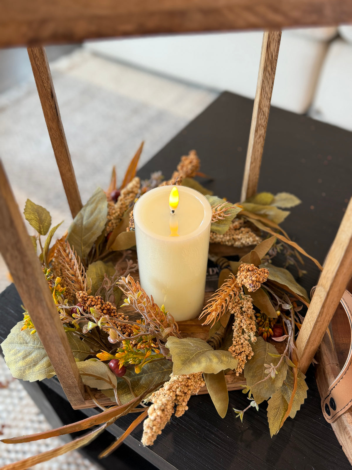 Wheat Berry Candle Ring 6.5in