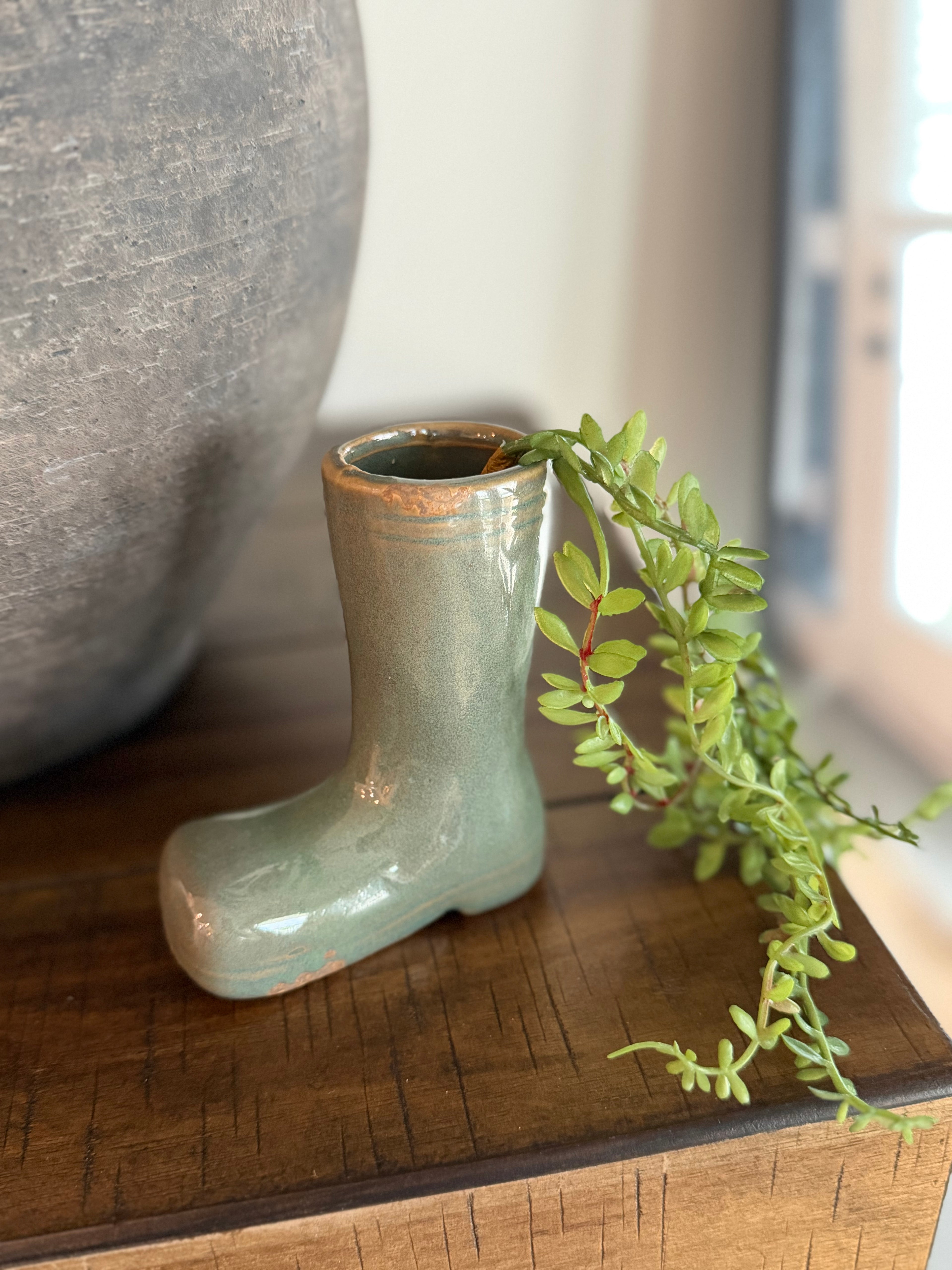 Small Ceramic Rain Boot Planter 3.25”