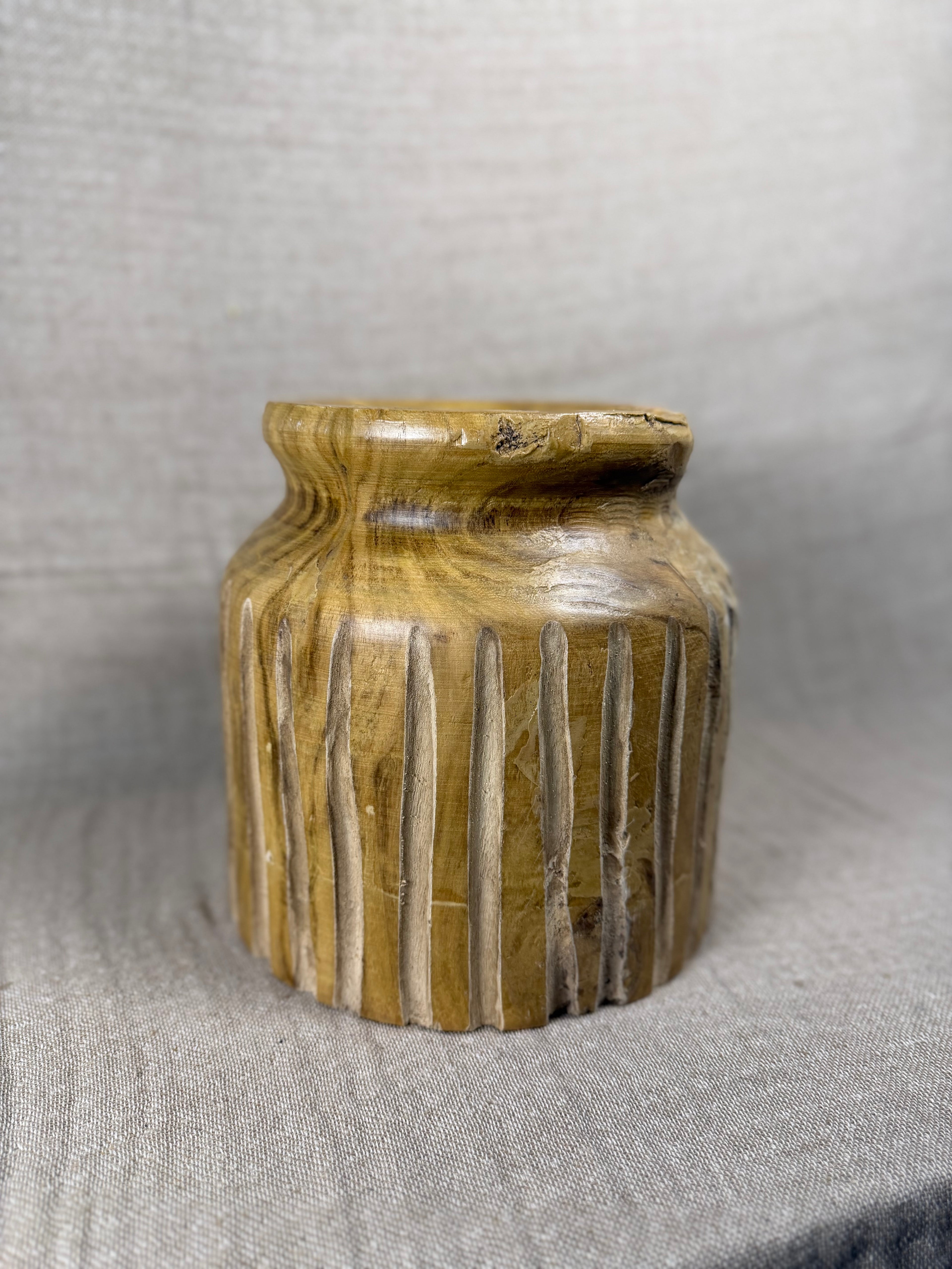 Carved Wooden Vessel 8.75”