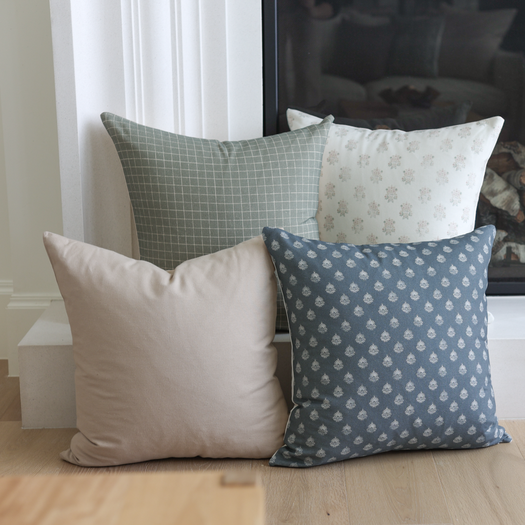 Clay Vintage Style Pillow Cover in Blue 22"