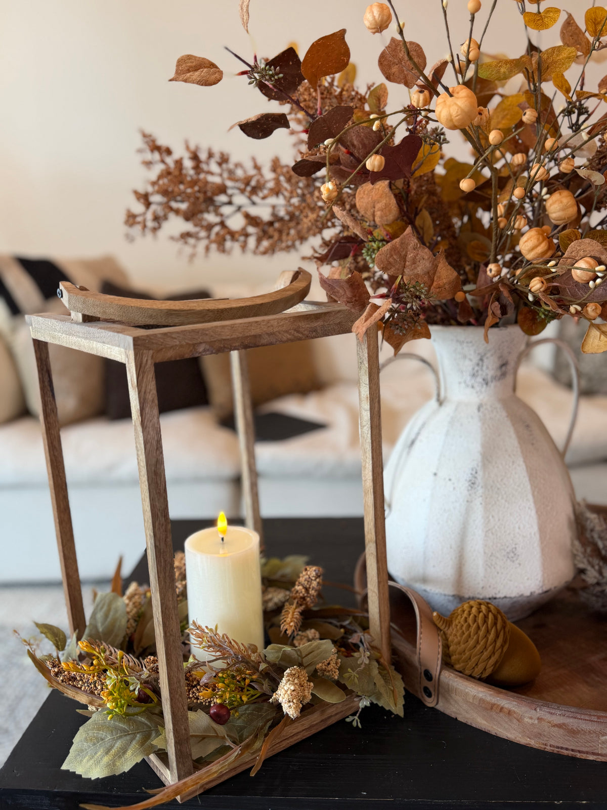 Wheat Berry Candle Ring 6.5in