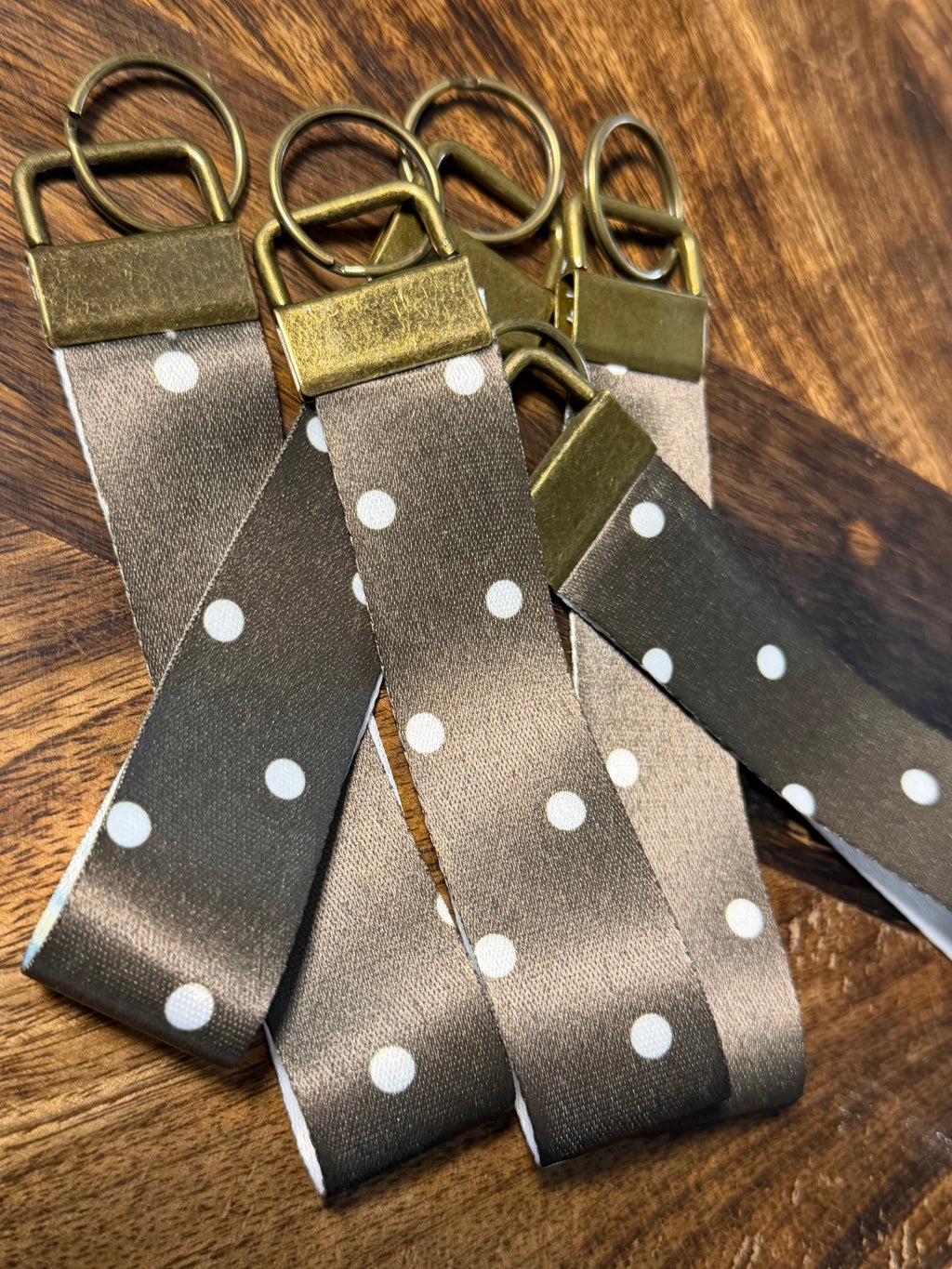 Charcoal Sage Polka Dot Key Fob