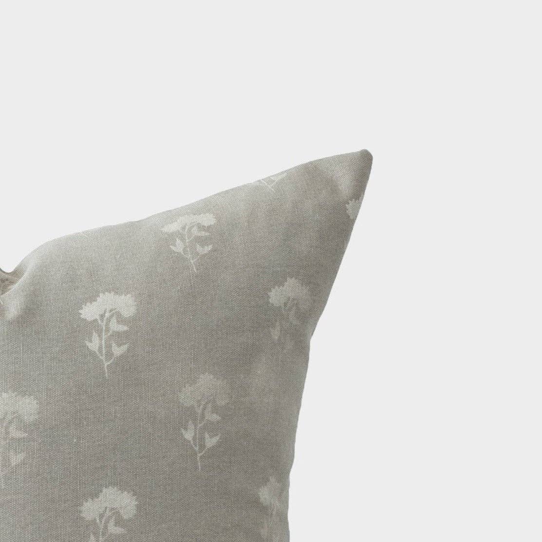 Fleur Gray Floral Pillow Cover 22”