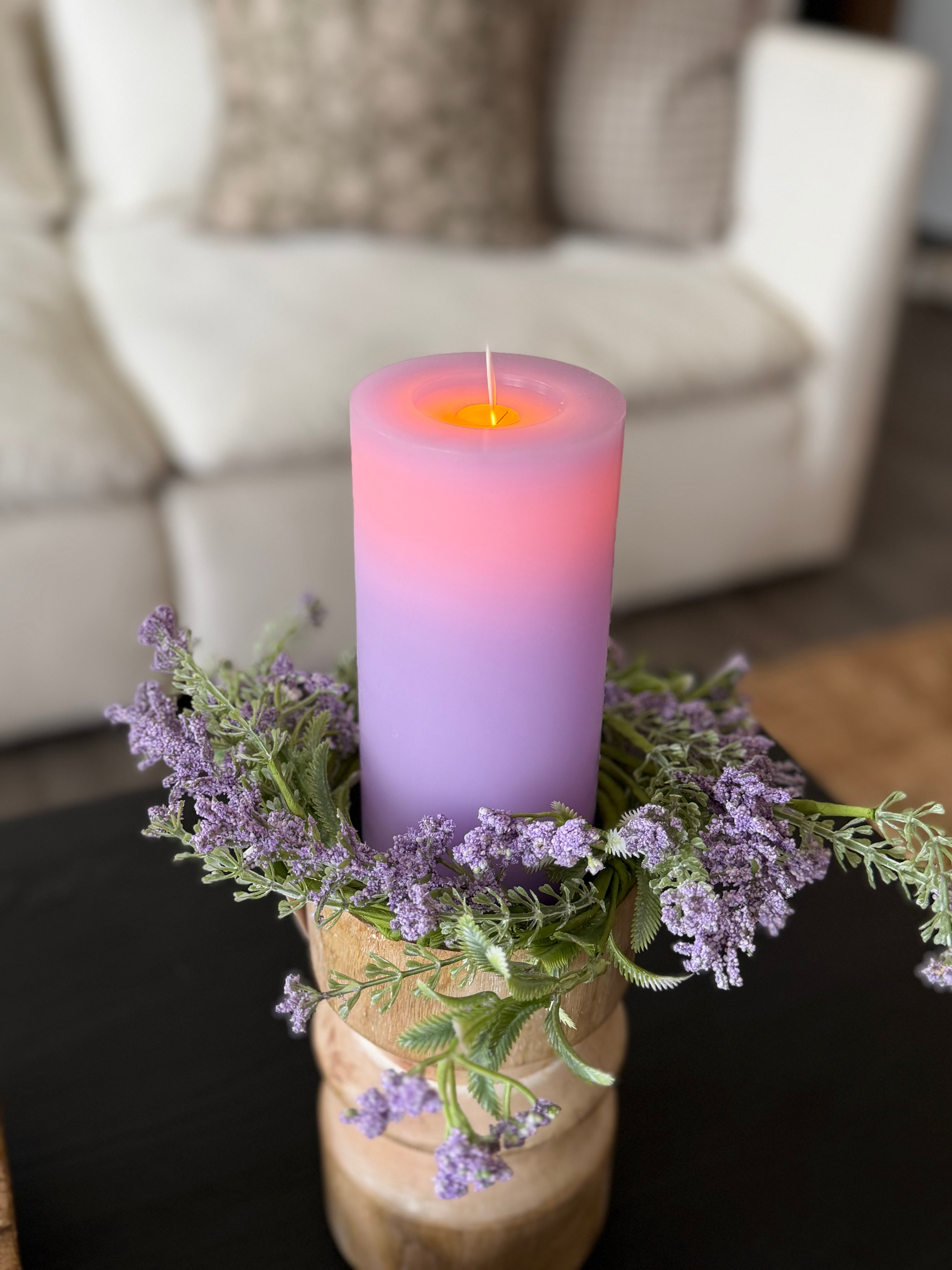 3x6 in. Moving Flame LED Candle, Lavender