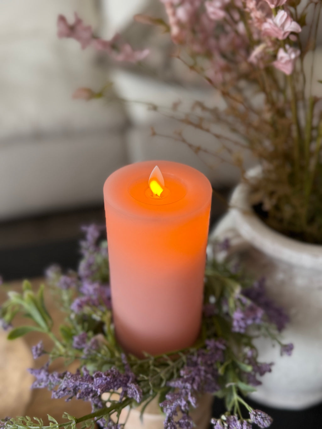 3x6 in. Moving Flame LED Candle, Pink