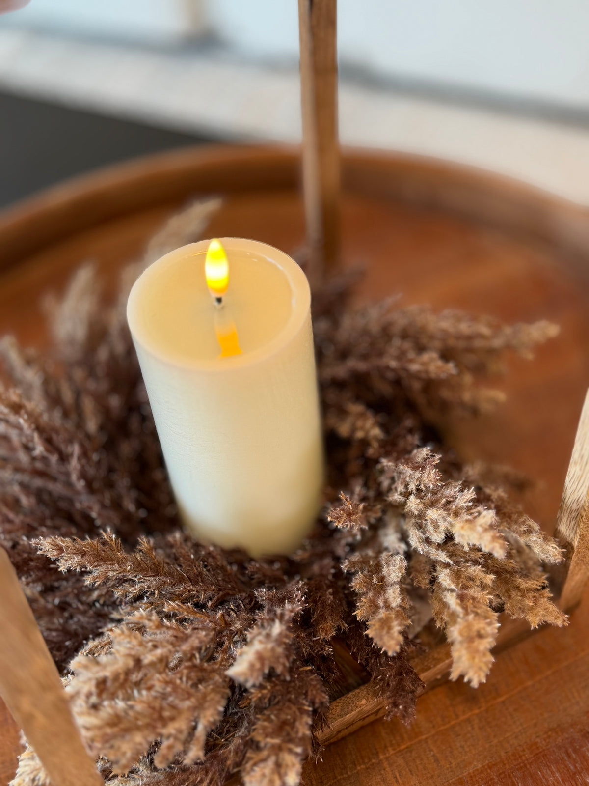 Flocked Wheat Candle Ring, Mocha