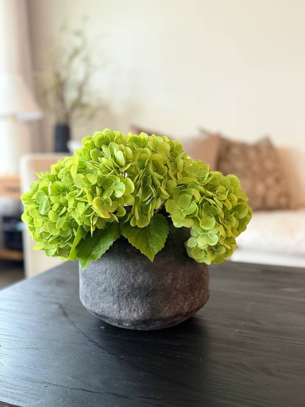 Real Touch Hydrangea Stem, Green 13”
