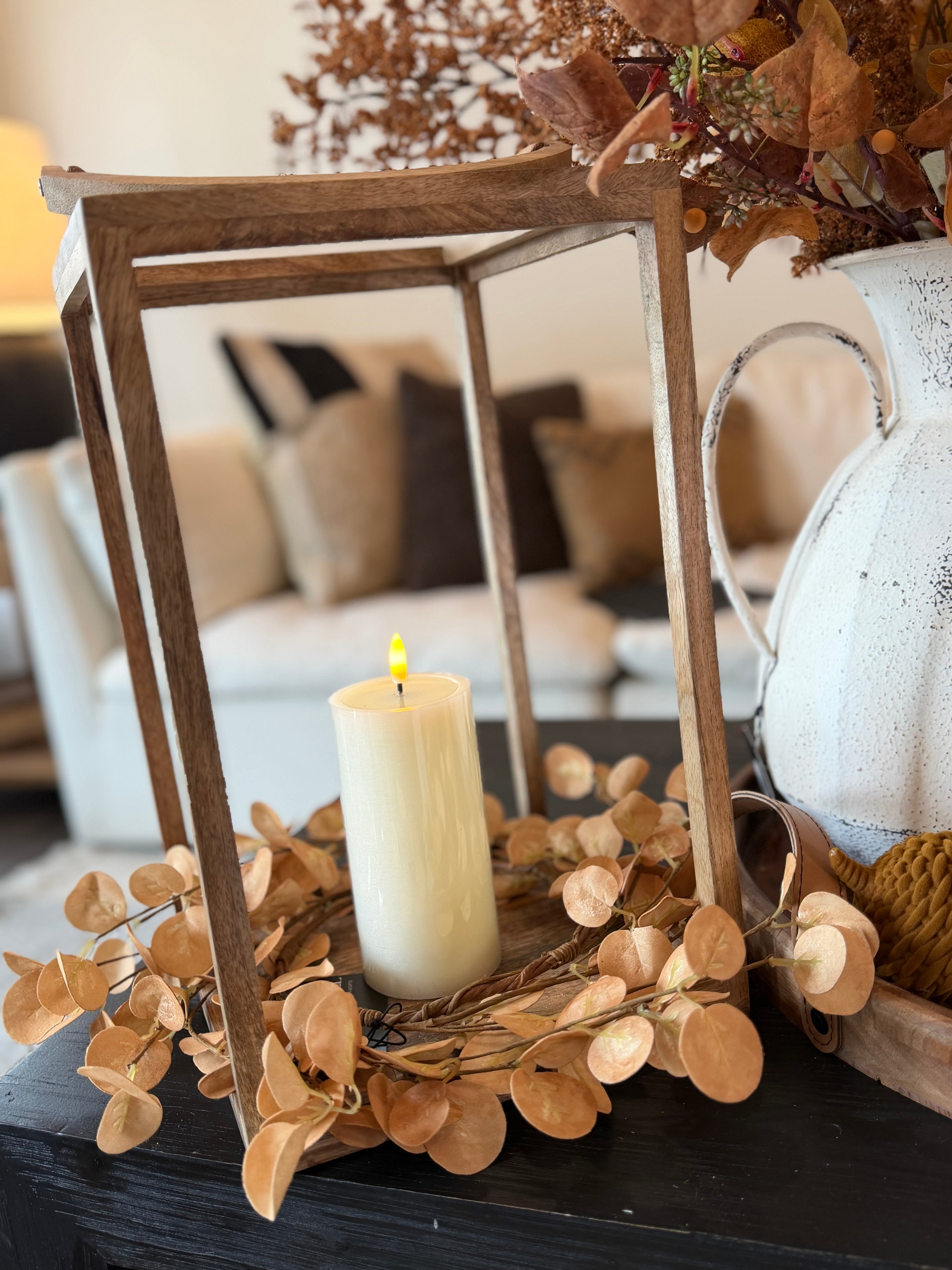 Beige Eucalyptus Candle Ring 6.5”