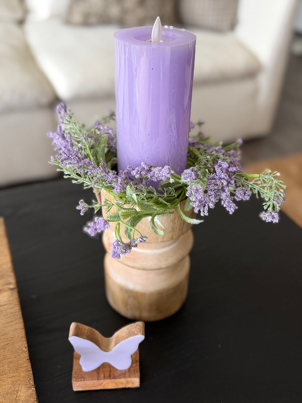 Lilac and Lace Candle Ring 3.5”