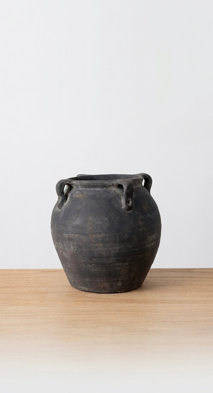 Ceramic Black Distressed Vessel