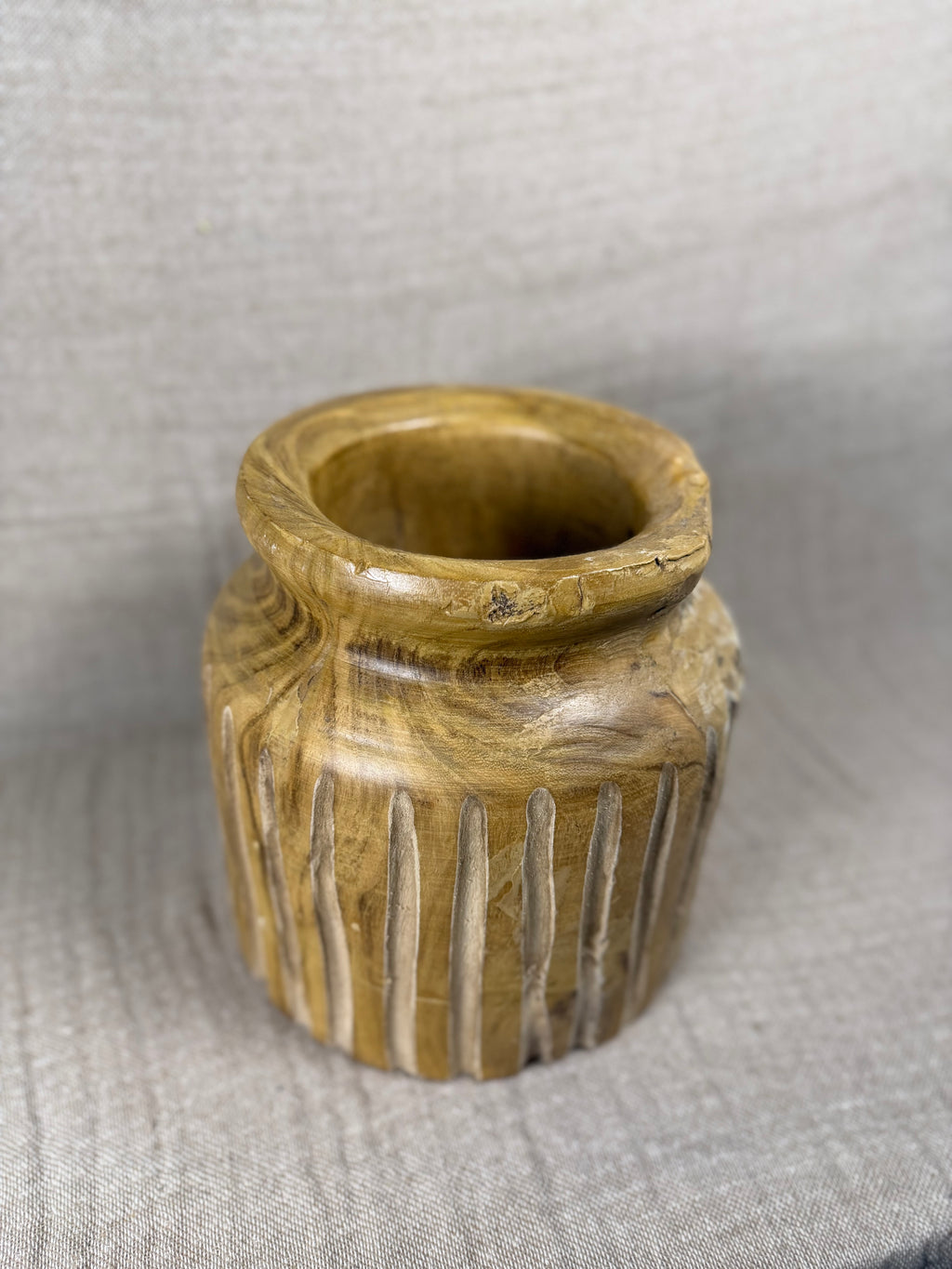 Carved Wooden Vessel 8.75”