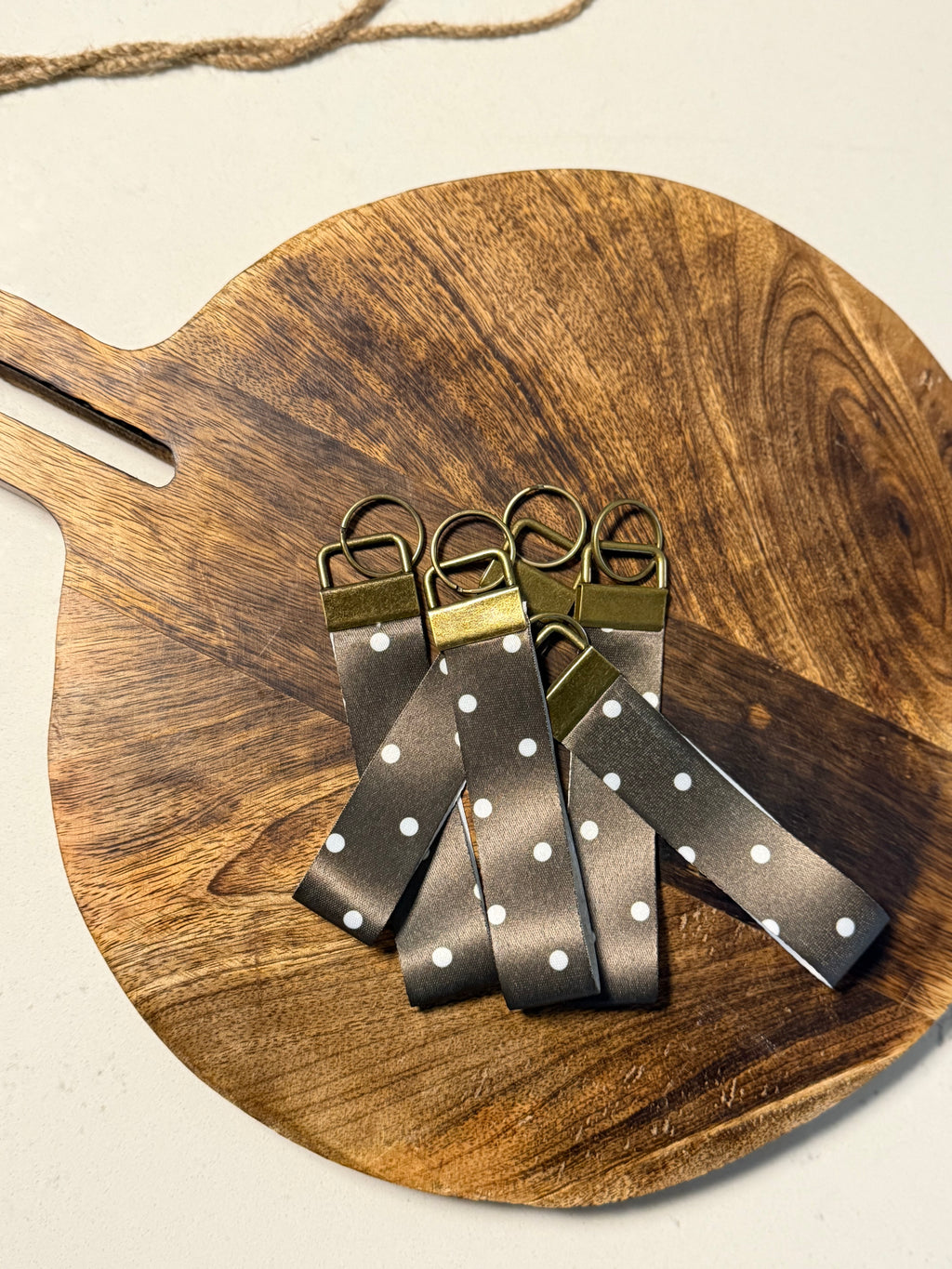 Charcoal Sage Polka Dot Key Fob