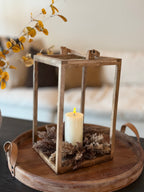 Large Mango Wood Lantern 15”