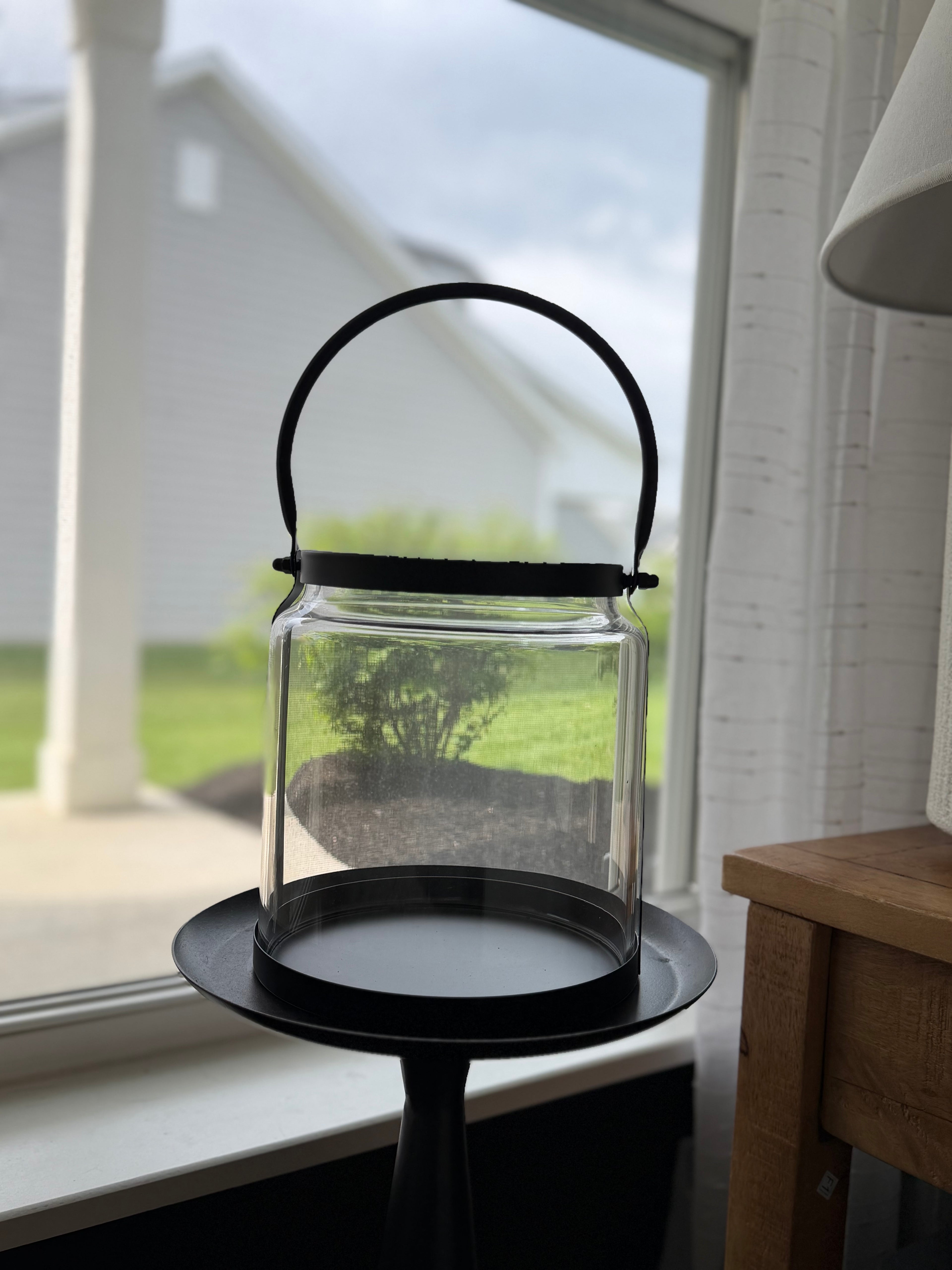 13”x7.25”. Glass Lantern