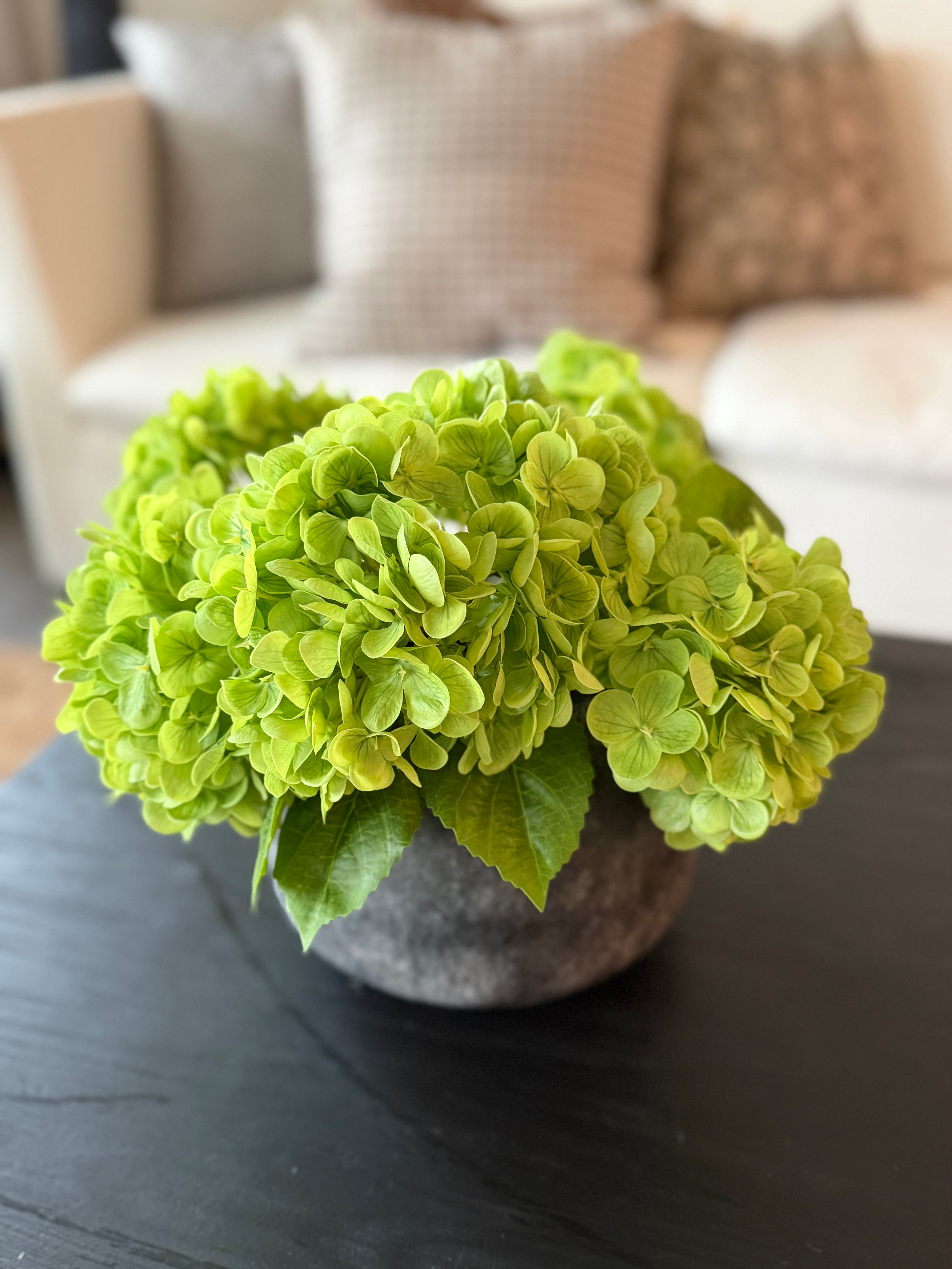 Real Touch Hydrangea Stem, Green 13”