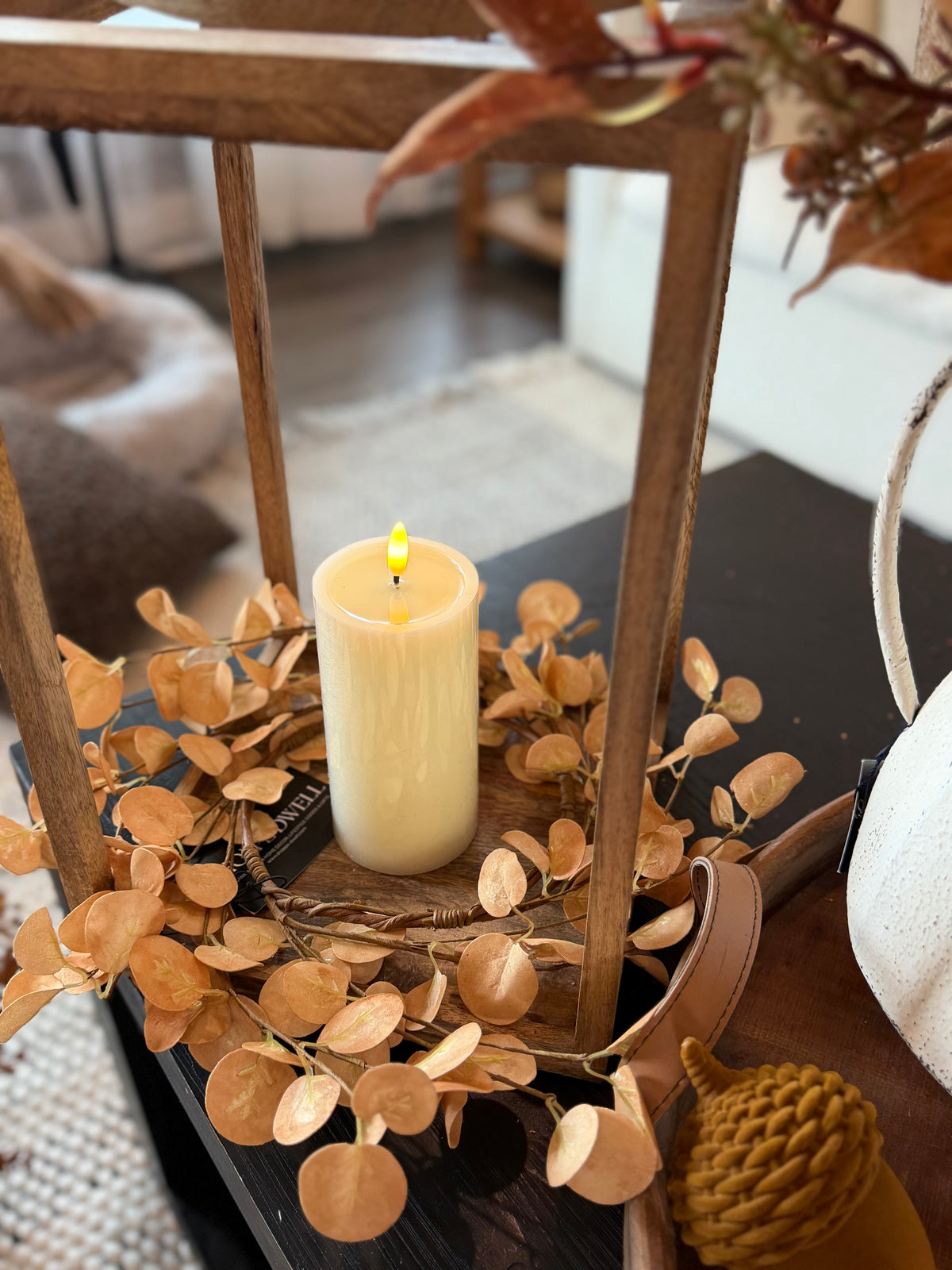 Beige Eucalyptus Candle Ring 6.5”