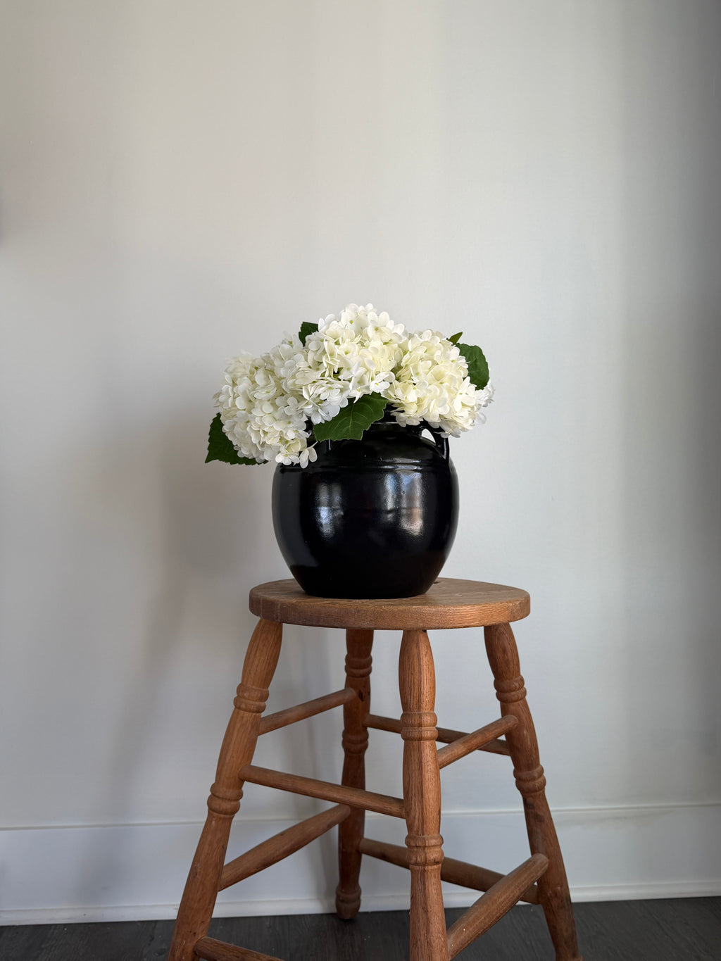 Mercier Glazed Black Vase with Handles
