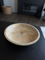 White Washed Wooden Bowl 14in