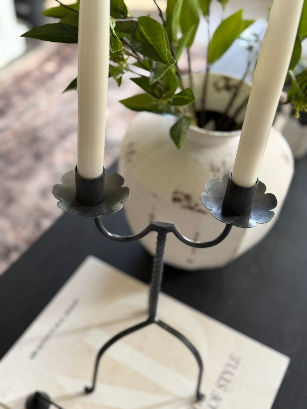 Double Taper Wrought Iron Candle Holder
