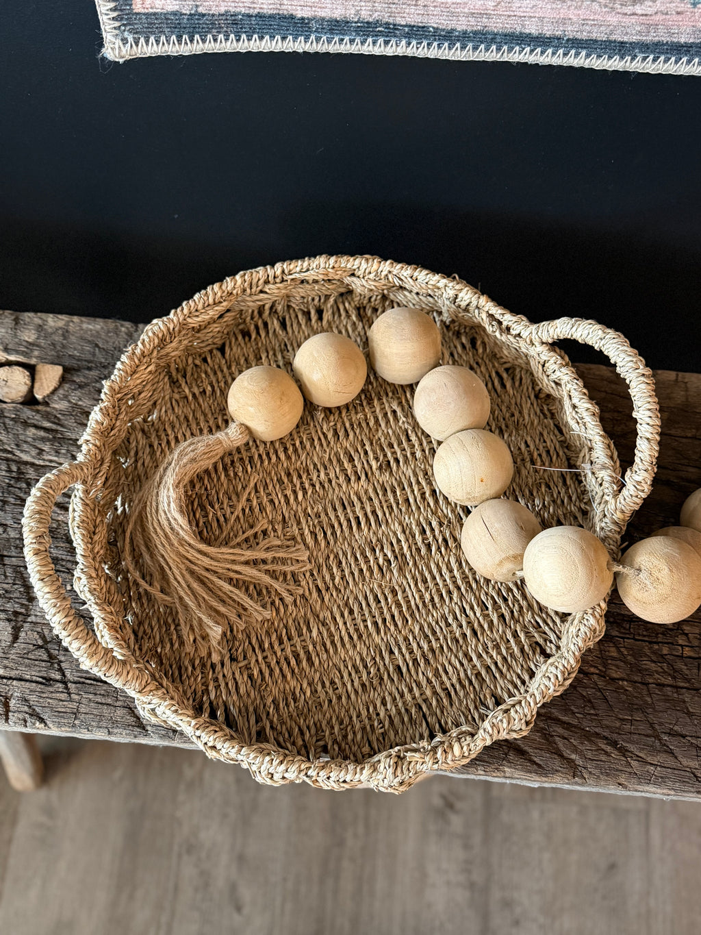 Ellie Handmade Seagrass Braided Tray 16”