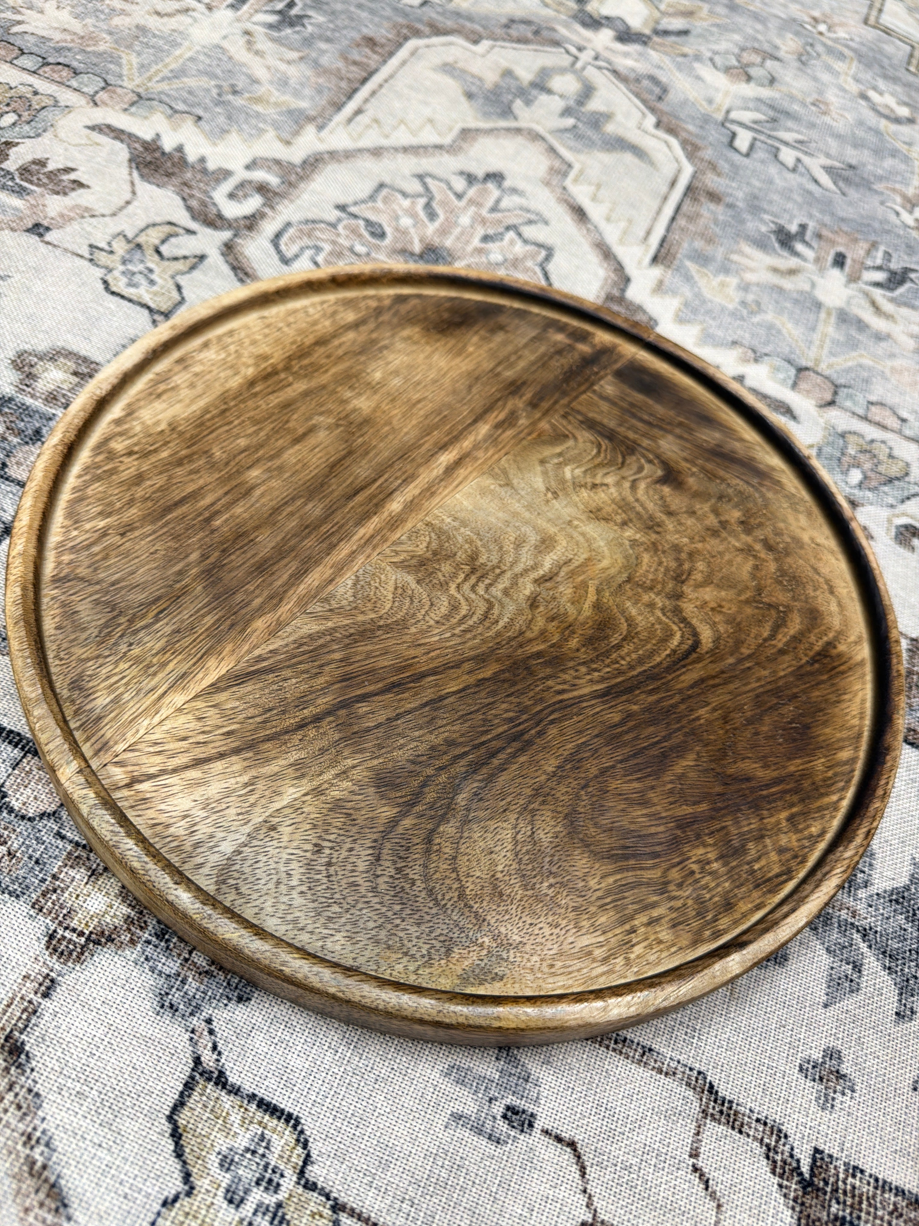 Dark Wood Round Tray