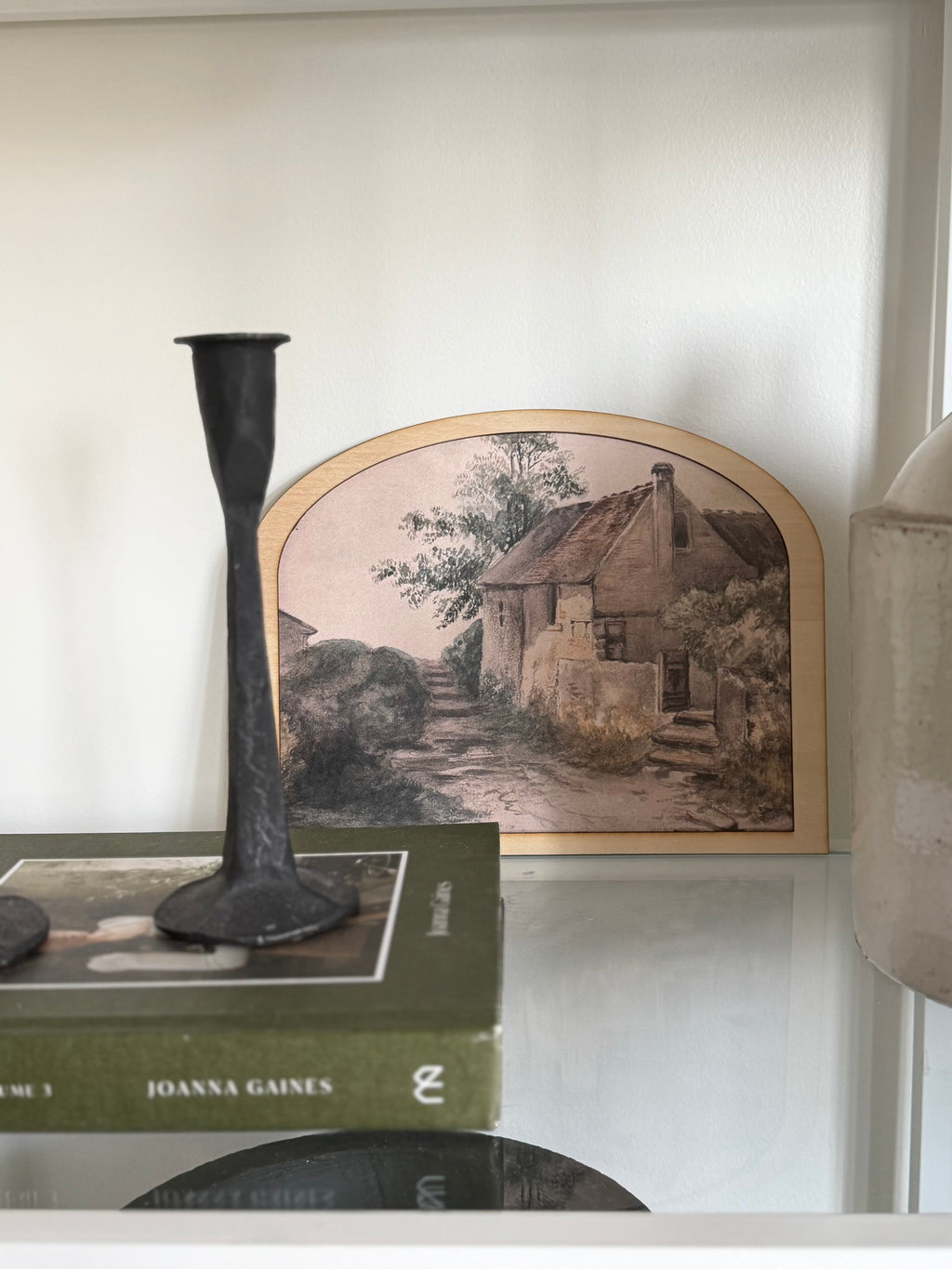 The Stone Cottage Landscape Arched Frame