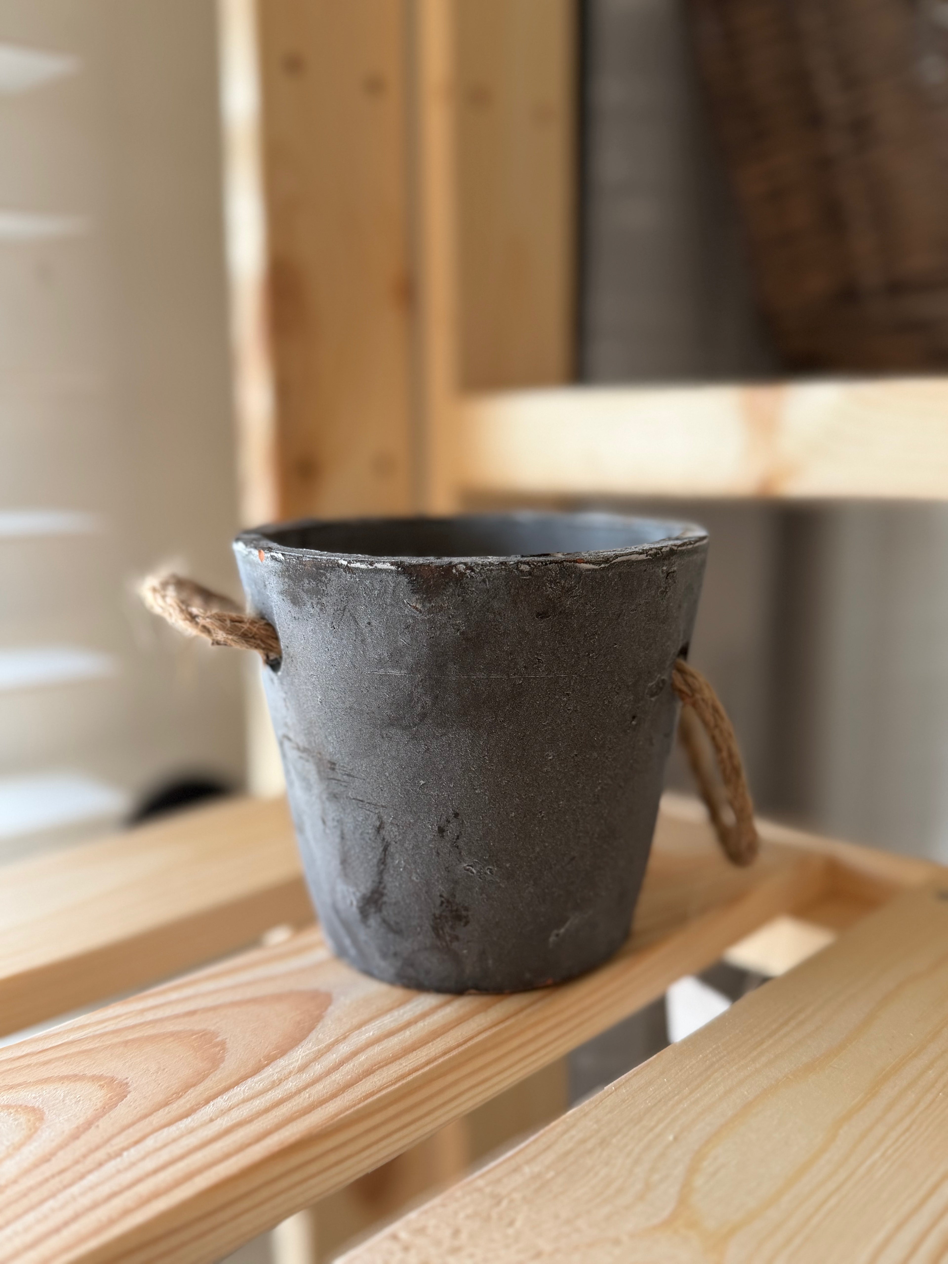 Small Cement Planter with Jute Handles